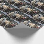 Anatolische Herder Sneeuwslee Kerstdecoratie Cadeaupapier (Hoek)