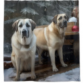 Anatolische Herder Sneeuwslee Kerstdecoratie Douchegordijn (Voorkant)