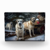 Anatolische Herder Sneeuwslee Kerstdecoratie Fotoblokken (Voorkant)