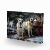 Anatolische Herder Sneeuwslee Kerstdecoratie Fotoblokken (Rechts)