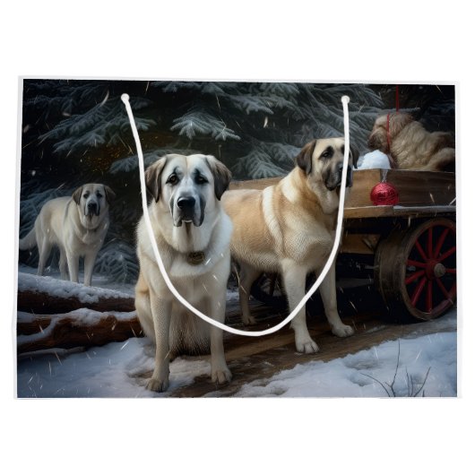 Anatolische Herder Sneeuwslee Kerstdecoratie Groot Cadeauzakje (Achterkant)