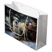 Anatolische Herder Sneeuwslee Kerstdecoratie Groot Cadeauzakje (Voorkant Gekanteld)