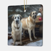 Anatolische Herder Sneeuwslee Kerstdecoratie Keramisch Ornament (Links)