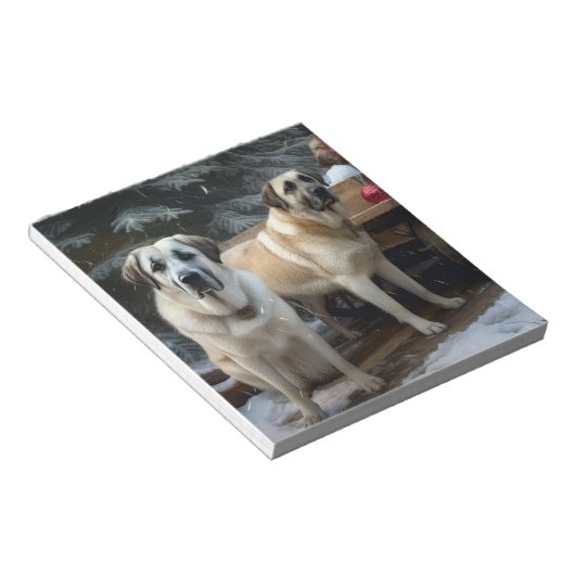 Anatolische Herder Sneeuwslee Kerstdecoratie Notitieblok (Schuin)