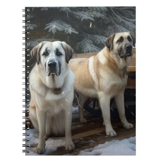 Anatolische Herder Sneeuwslee Kerstdecoratie Notitieboek (Voorkant)