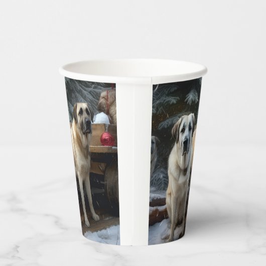 Anatolische Herder Sneeuwslee Kerstdecoratie Papieren Bekers (Rechts)