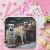 Anatolische Herder Sneeuwslee Kerstdecoratie Papieren Bordje (Feest)
