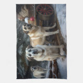 Anatolische Herder Sneeuwslee Kerstdecoratie Theedoek (Verticaal)