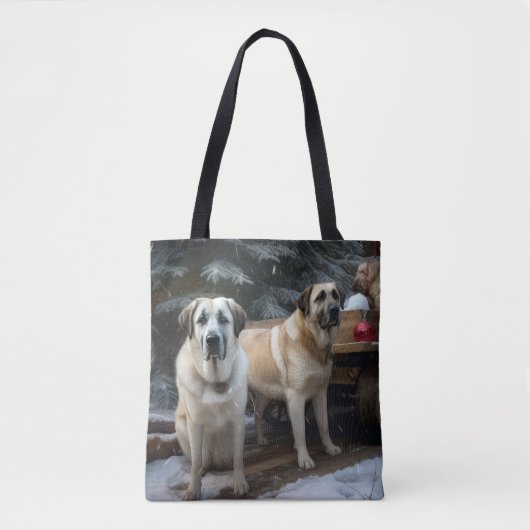 Anatolische Herder Sneeuwslee Kerstdecoratie Tote Bag (Voorkant)