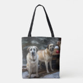 Anatolische Herder Sneeuwslee Kerstdecoratie Tote Bag (Achterkant)