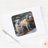 Anatolische Herder Sneeuwslee Kerstdecoratie Vierkante Sticker (Envelop)