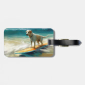 Anatolische herder strand surfen schilderij bagagelabel (Achterkant horizontaal)