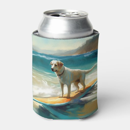 Anatolische herder strand surfen schilderij blikjeskoeler (Blikje Voorkant)