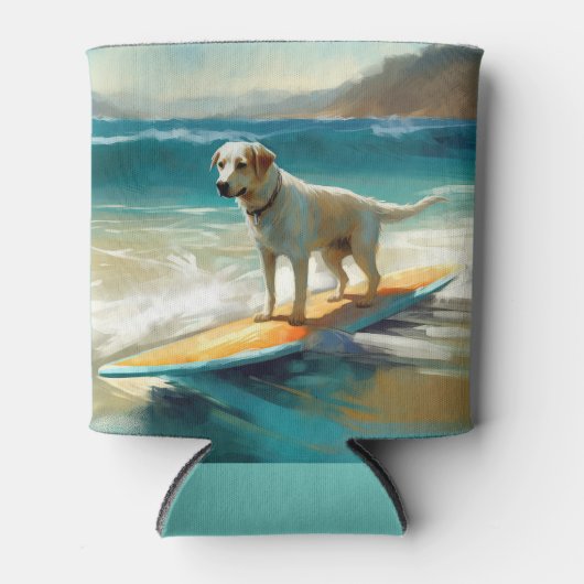 Anatolische herder strand surfen schilderij blikjeskoeler (Voorkant)