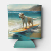 Anatolische herder strand surfen schilderij blikjeskoeler (Achterkant)