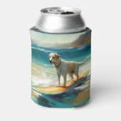 Anatolische herder strand surfen schilderij blikjeskoeler (Blikje Achterkant)