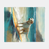 Anatolische herder strand surfen schilderij fleece deken (Voorkant (Horizontaal))
