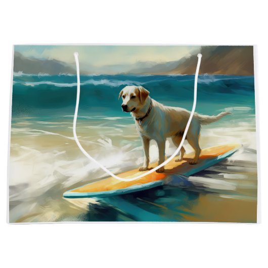 Anatolische herder strand surfen schilderij groot cadeauzakje (Voorkant)