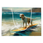 Anatolische herder strand surfen schilderij groot cadeauzakje (Achterkant)
