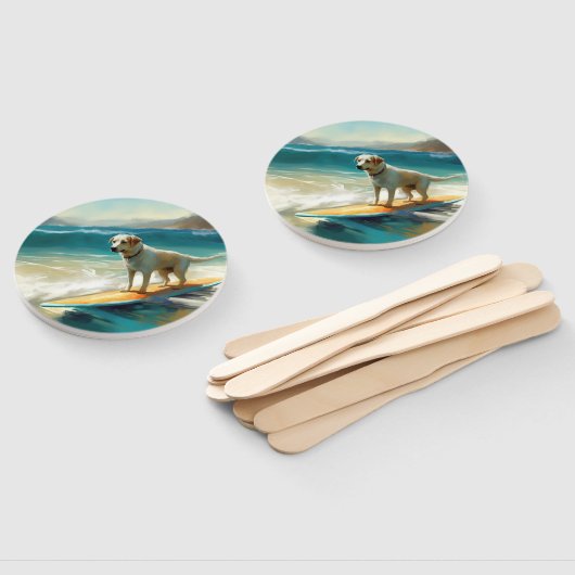 Anatolische herder strand surfen schilderij handwaaier (Niet-gemonteerd)