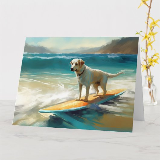 Anatolische herder strand surfen schilderij kaart (Gele Bloem)