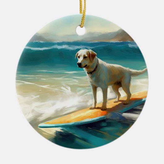 Anatolische herder strand surfen schilderij keramisch ornament (Voorkant)