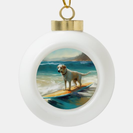 Anatolische herder strand surfen schilderij keramische bal ornament (Voorkant)