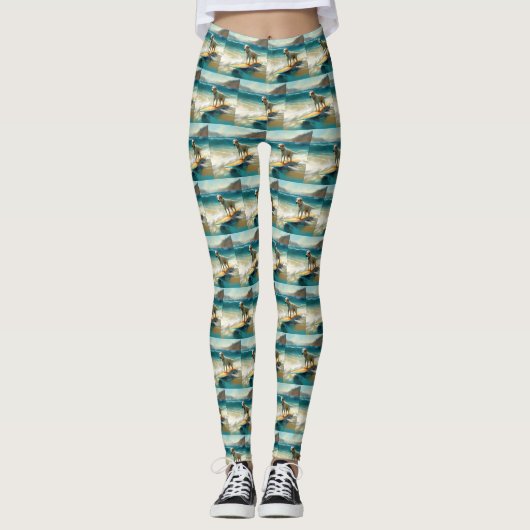 Anatolische herder strand surfen schilderij leggings (Voorkant)