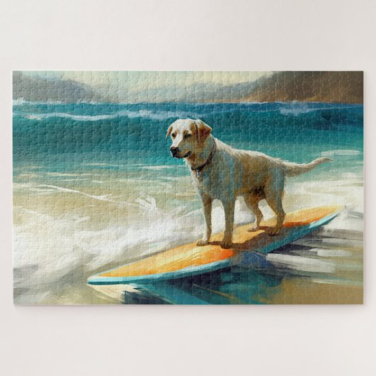 Anatolische herder strand surfen schilderij legpuzzel (Horizontaal)
