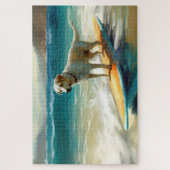 Anatolische herder strand surfen schilderij legpuzzel (Verticaal)