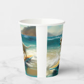 Anatolische herder strand surfen schilderij papieren bekers (Links)