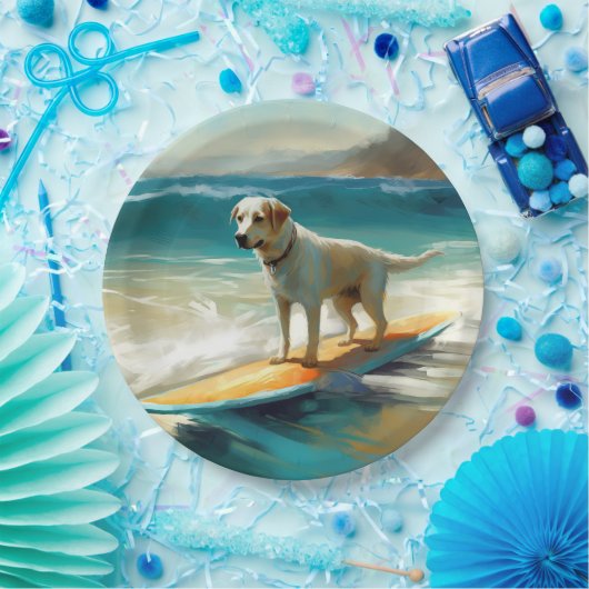 Anatolische herder strand surfen schilderij papieren bordje (Feest)