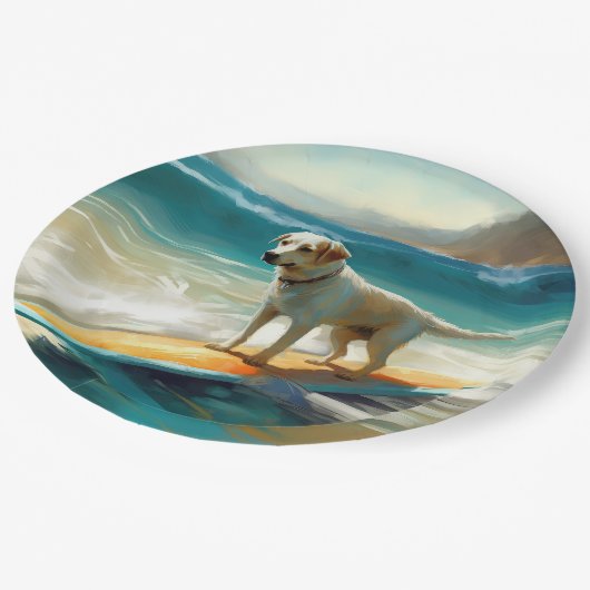 Anatolische herder strand surfen schilderij papieren bordje (Gekanteld)