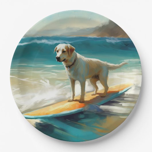 Anatolische herder strand surfen schilderij papieren bordje (Voorkant)