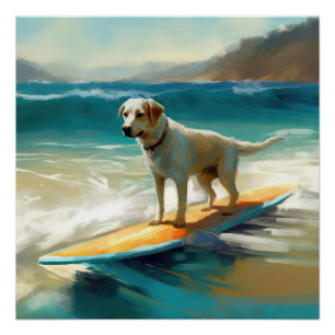 Anatolische herder strand surfen schilderij perfect poster