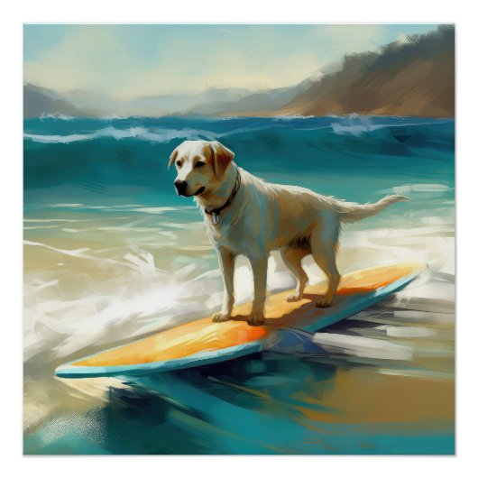 Anatolische herder strand surfen schilderij perfect poster (Voorkant)