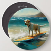Anatolische herder strand surfen schilderij ronde button 6,0 cm (Voorkant /achterkant)