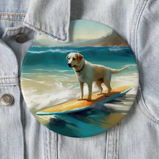 Anatolische herder strand surfen schilderij ronde button 6,0 cm (In situ)