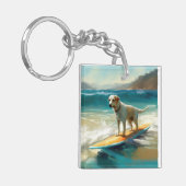 Anatolische herder strand surfen schilderij sleutelhanger (Voorkant Links)