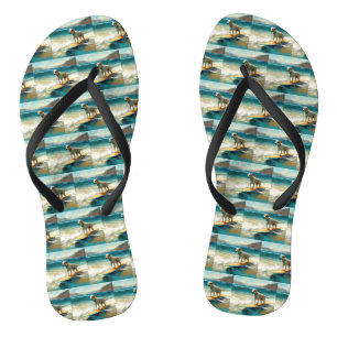 Anatolische herder strand surfen schilderij teenslippers