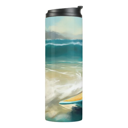 Anatolische herder strand surfen schilderij thermosbeker (Gedraaid links)