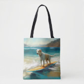 Anatolische herder strand surfen schilderij tote bag (Voorkant)