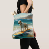 Anatolische herder strand surfen schilderij tote bag (Dichtbij)