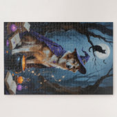 Anatolische herder Whimsical Halloween-schilderij Legpuzzel (Horizontaal)