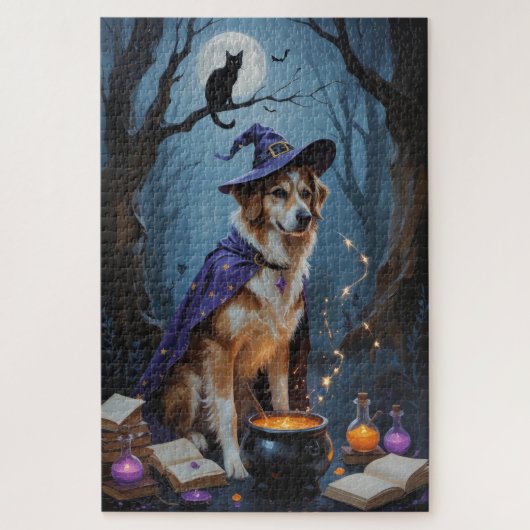Anatolische herder Whimsical Halloween-schilderij Legpuzzel (Verticaal)