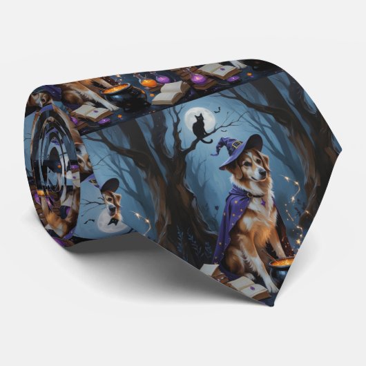 Anatolische herder  Whimsical Halloween-schilderij Stropdas (Opgerold)