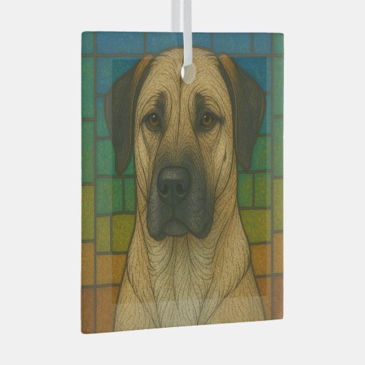 Anatolische herdershond "Glas in lood" Glas Ornament (Voorkant Rechts)