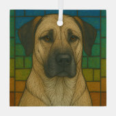 Anatolische herdershond "Glas in lood" Glas Ornament (Achterkant)