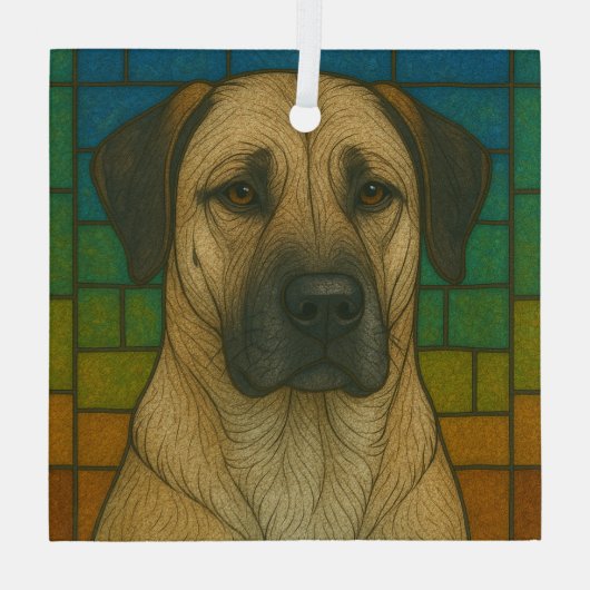 Anatolische herdershond "Glas in lood" Glas Ornament (Achterkant)