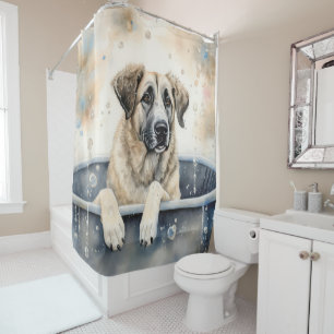 Anatolische Herdershond In badkuip Aquarel Honden Douchegordijn